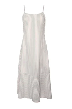 Marbella Dress in Green & Pink Pinstripe