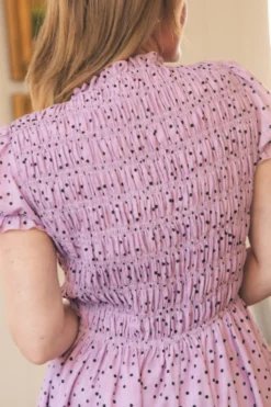 Marcell Dress in Purple Polka Dot