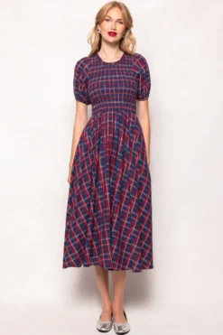 Mariah Dress in Mariner Tartan