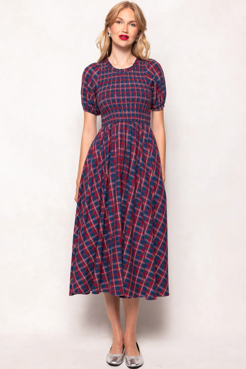 Mariah Dress in Mariner Tartan