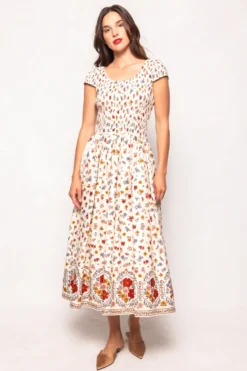 Marlow Cap Sleeve Dress in Cream Ditsy Floral