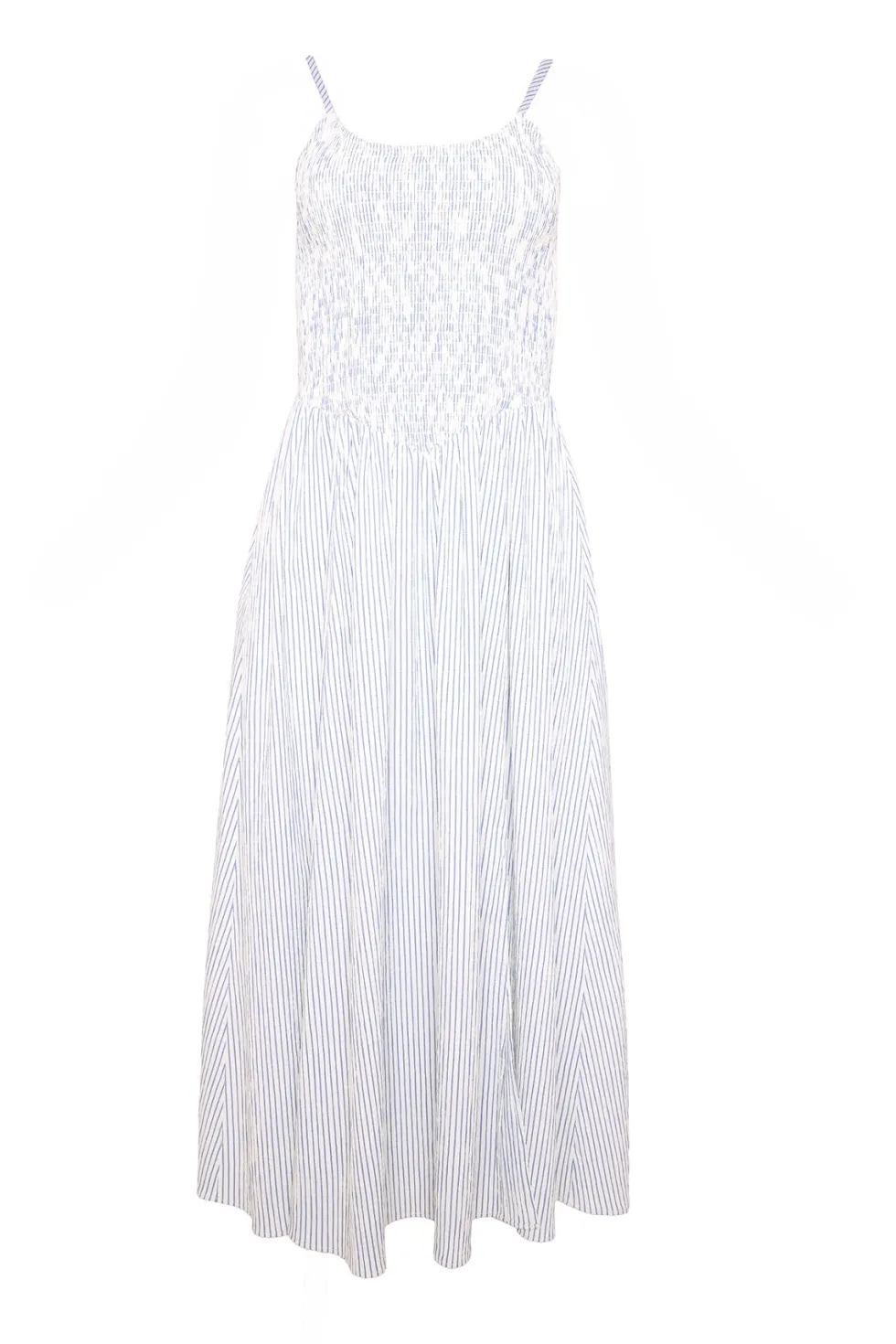 Maxwell Dress in Blue & White Pinstripe
