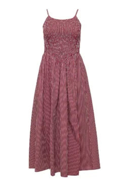 Maxwell Dress in Burgundy Pinstripe