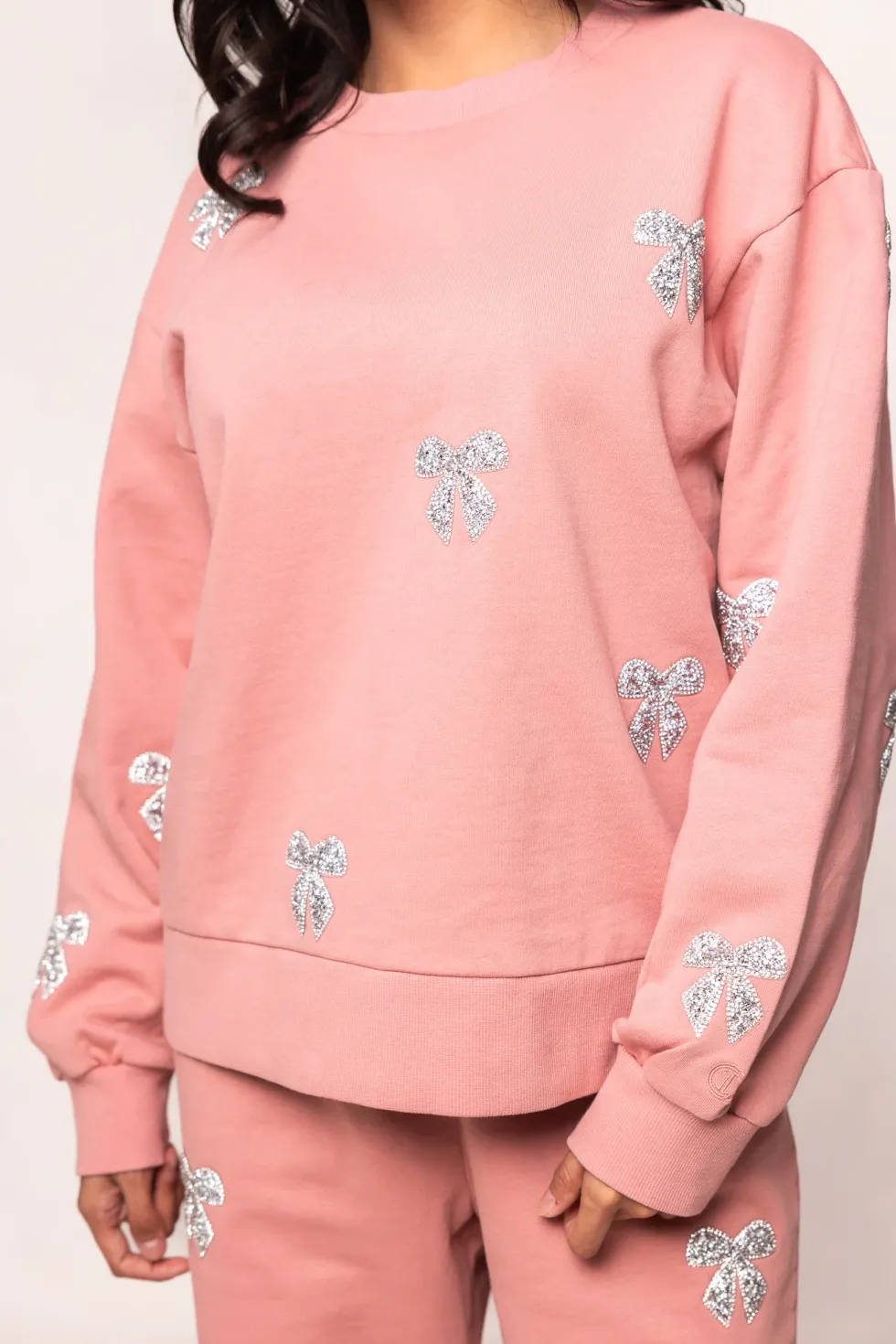 Micah Crew Neck Sweatshirt in Pink & Bows