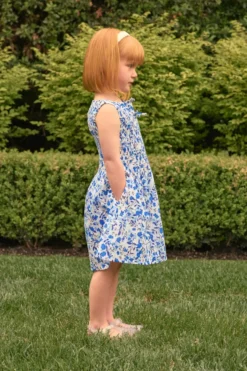 Mini Ana Dress in Ditsy Cobalt Floral