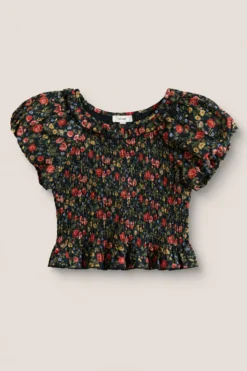 Mini Annalise Top in Obsidian Vintage Poppies