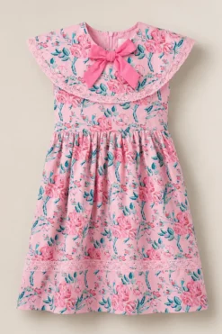 Mini Aster Dress in Pink Sketched Flower