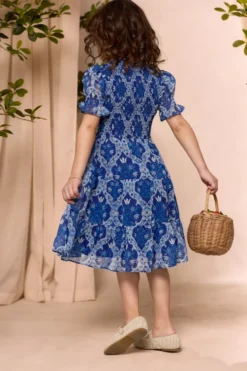 Mini Cordelia Dress in Trellis Foulard