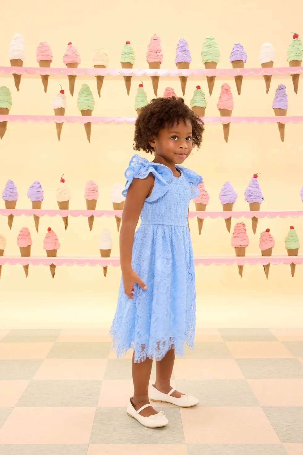 Mini Hattie Dress in Cornflower Blue Lace