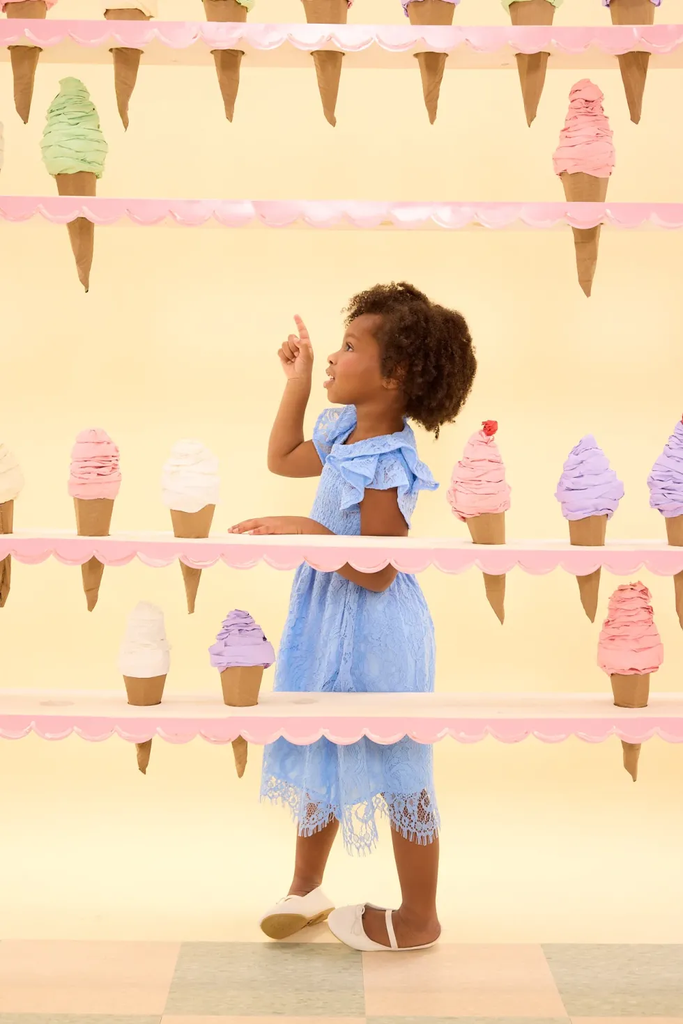 Mini Hattie Dress in Cornflower Blue Lace