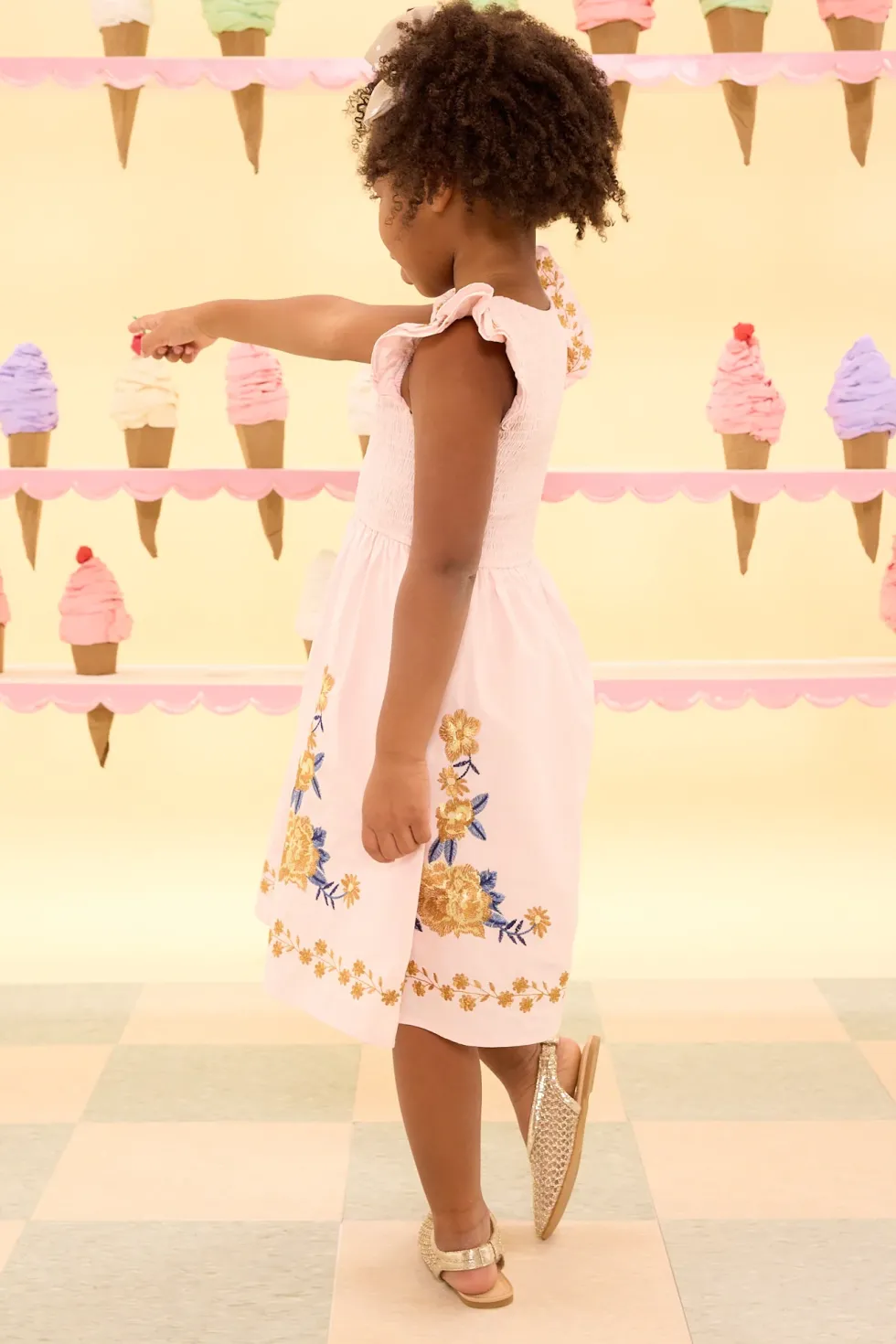 Mini Hattie Dress in Embroidered Spring Floral