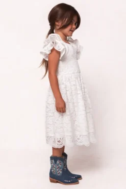 Mini Hattie Dress in White Lace
