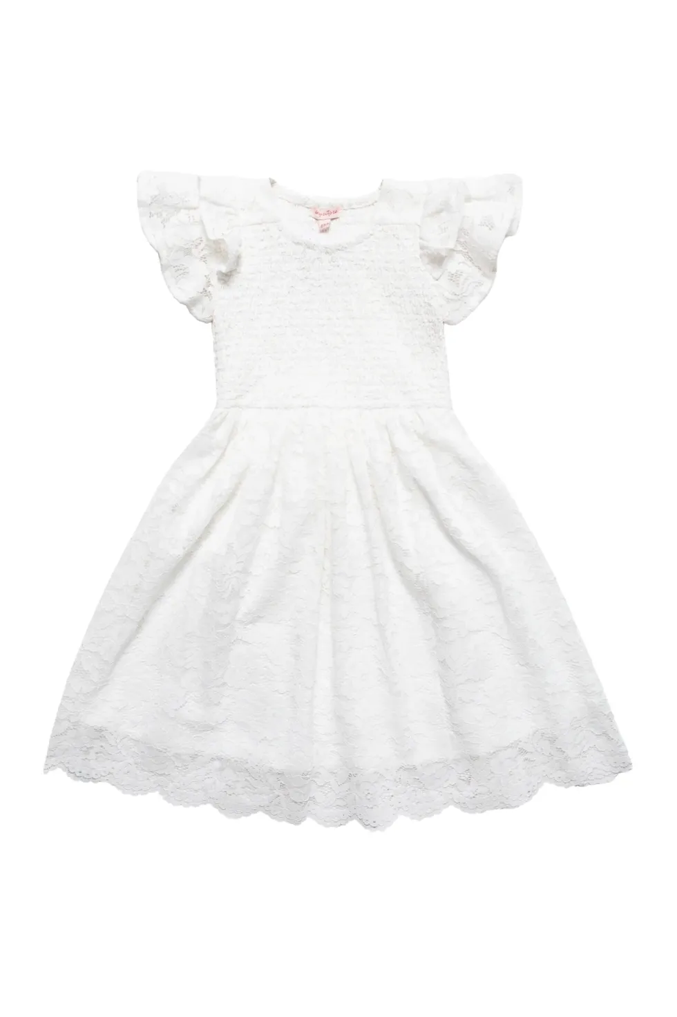 Mini Hattie Dress in White Lace