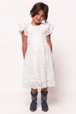 Mini Hattie Dress in White Lace