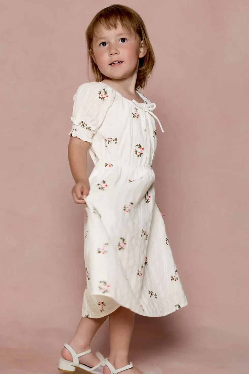 Mini Jessie Dress in Ditsy Embroidery