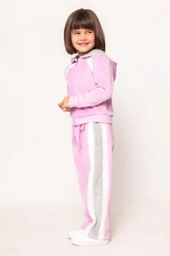 Mini Kailey Velour Track Pants in Pink