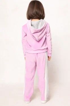 Mini Kailey Zip Up Velour Sweatshirt in Pink