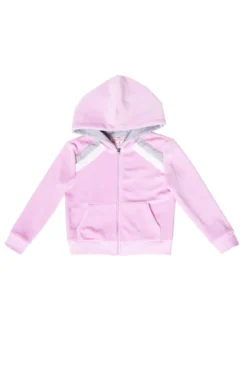 Mini Kailey Zip Up Velour Sweatshirt in Pink