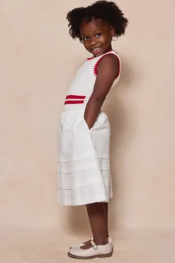 Mini Lisbon Dress in Ivory & Firework Red
