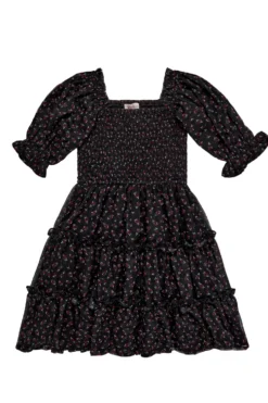 Mini Madeline Dress in Black Ditsy Floral