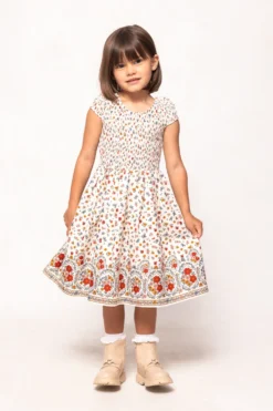 Mini Marlow Cap Sleeve Dress in Cream Ditsy Floral