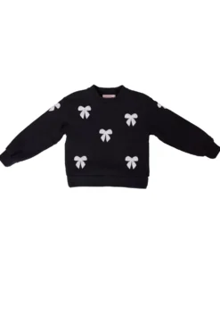 Mini Micah Crew Neck Sweatshirt in Black & Bows