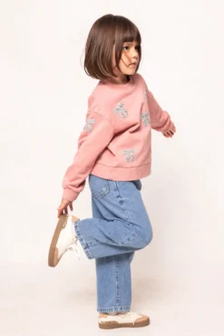 Mini Micah Crew Neck Sweatshirt in Pink & Bows