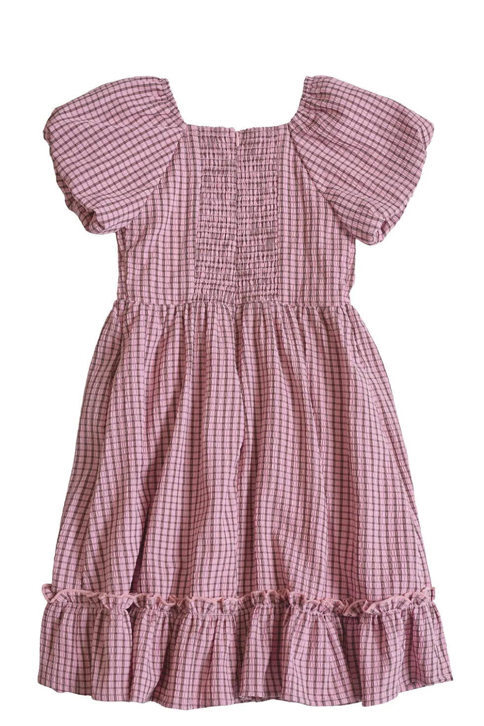 Mini Monica Dress in Pink & Brown Gingham