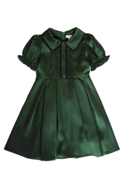 Mini Sophia Dress in Green Satin