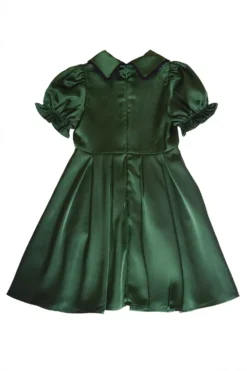Mini Sophia Dress in Green Satin