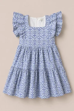 Mini Trixie Dress in Blue Moroccan Tile