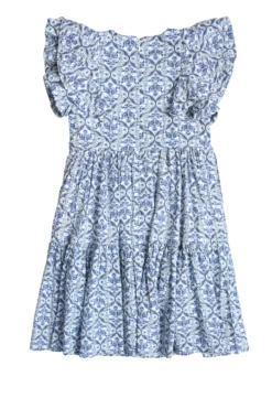 Mini Trixie Dress in Blue Moroccan Tile