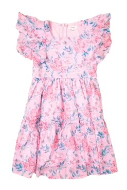 Mini Trixie Dress in Pink Sketched Flower Chiffon