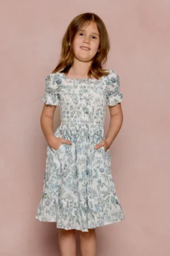 Mini Valencia Dress in Ivory Climbing Vine Bloom