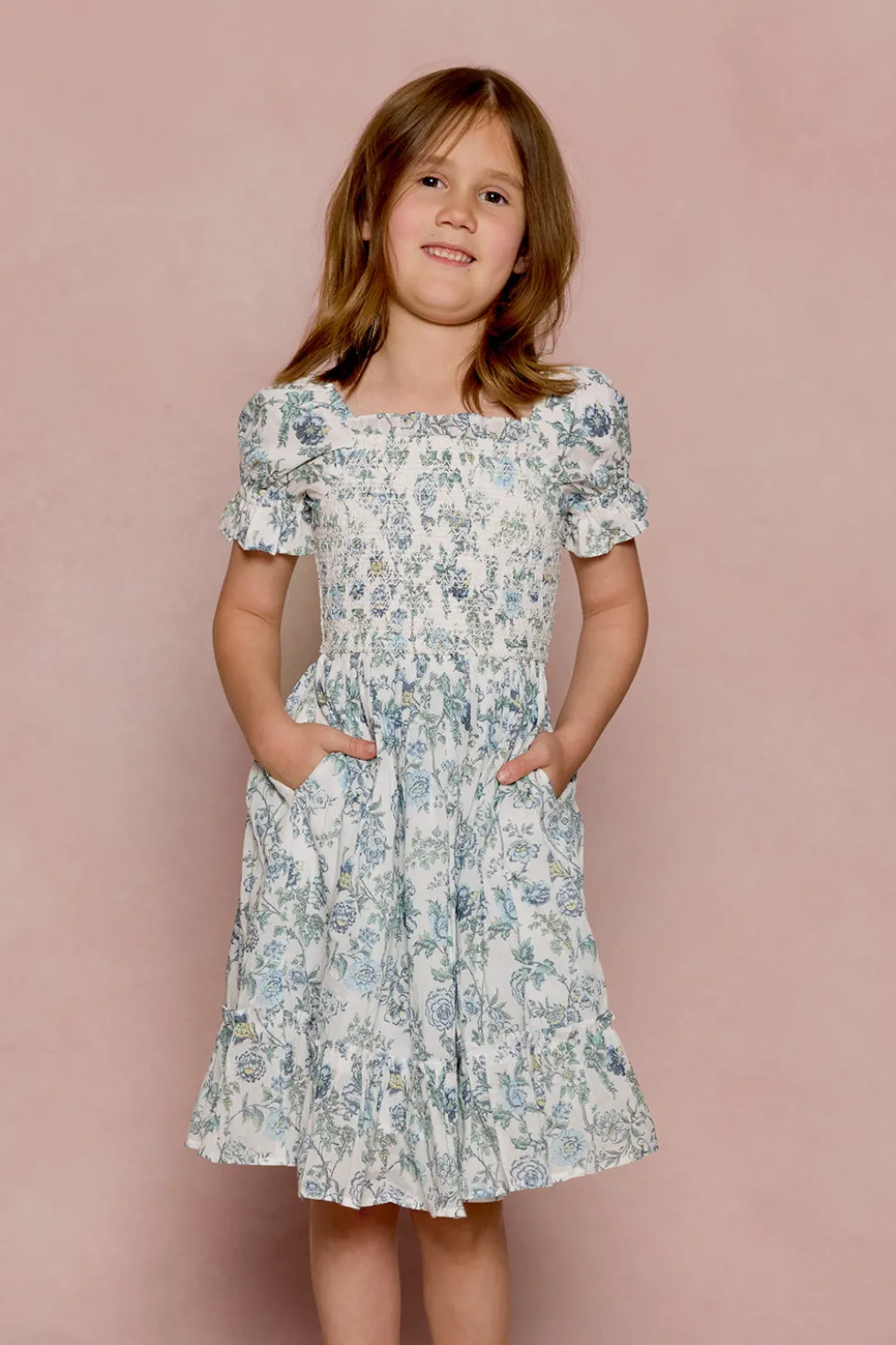 Mini Valencia Dress in Ivory Climbing Vine Bloom