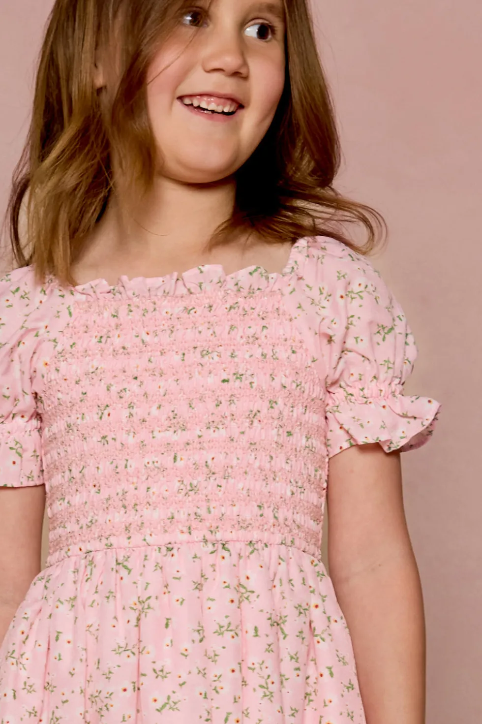 Mini Valencia Dress in Pink Ditsy Floral