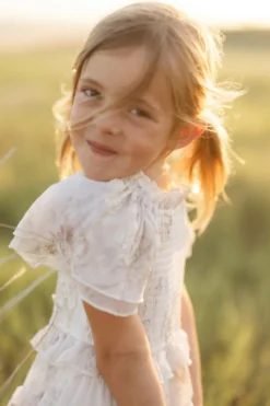 Mini Winnie Dress in Bright White Wispy Wildflower