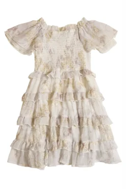 Mini Winnie Dress in Bright White Wispy Wildflower