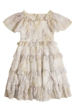 Mini Winnie Dress in Bright White Wispy Wildflower