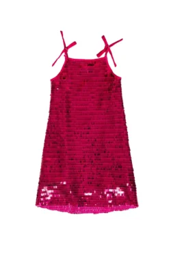 Mini Zelda Dress in Fuchsia Shingle Sequin