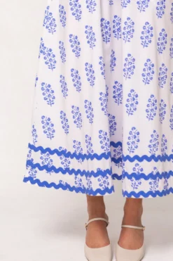 Palmer Dress in Blue Block Print