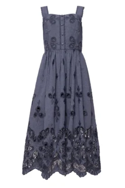 Penny Tank Midi Dress in Embroidered Chambray