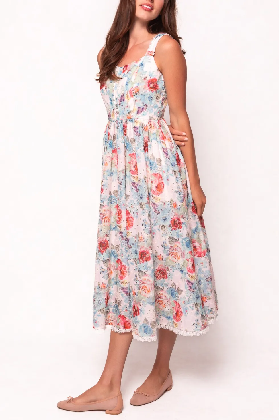 Penny Tank Midi Dress in Multicolor Floral