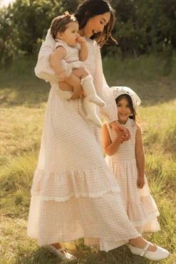 Presley Dress in Cream Gingham