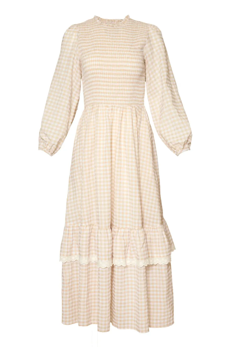 Presley Dress in Cream Gingham