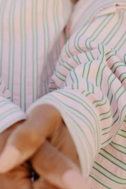 Sevilla Top in Green & Pink Pinstripe
