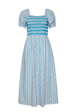 Sunday Best Dress in Rosette Linear Stripe