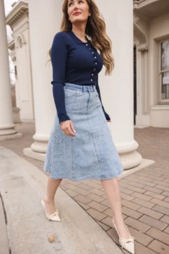 Tarak Skirt in Light Wash Denim
