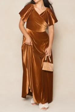 Tessie Dress in Amber Velvet