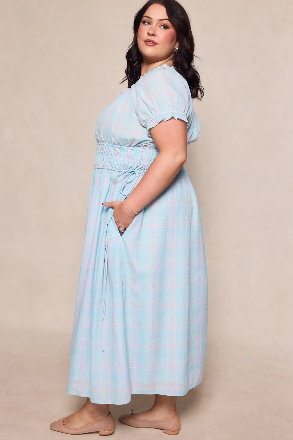 Thalia Dress in Pastel Plaid